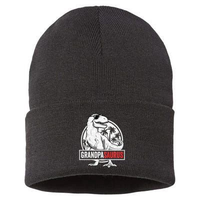 Grandpasaurus T Rex Dinosaur Grandpa Saurus Family Matching Sweat Sustainable Knit Beanie