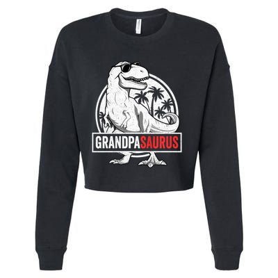 Grandpasaurus T Rex Dinosaur Grandpa Saurus Family Matching Sweat Cropped Pullover Crew