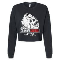 Grandpasaurus T Rex Dinosaur Grandpa Saurus Family Matching Sweat Cropped Pullover Crew