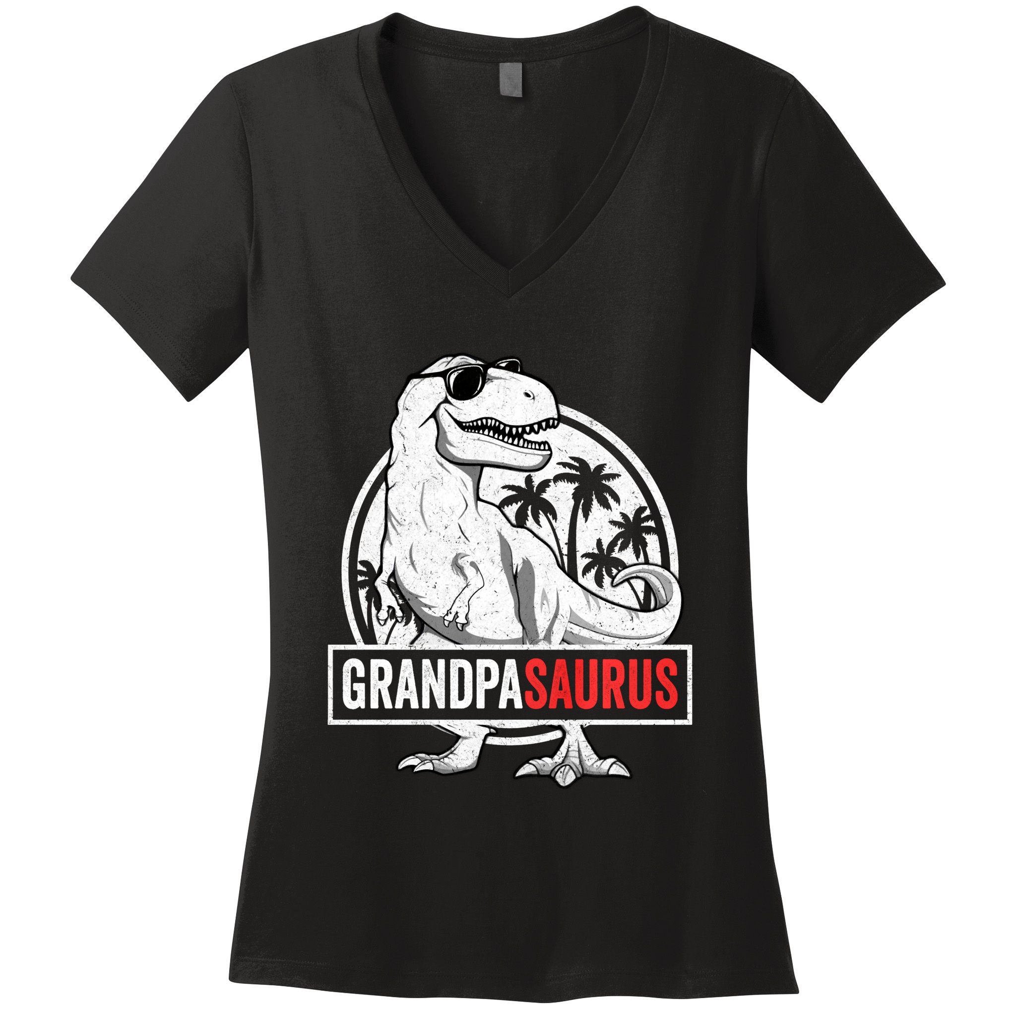 Grandpasaurus T Rex Dinosaur Grandpa Saurus Family Matching Sweat Women's V-Neck T-Shirt