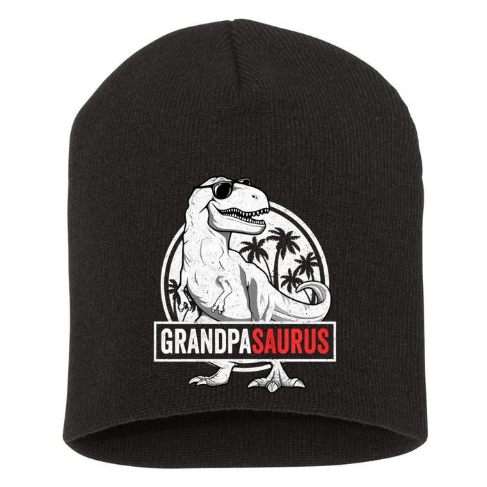 Grandpasaurus T Rex Dinosaur Grandpa Saurus Family Matching Sweat Short Acrylic Beanie