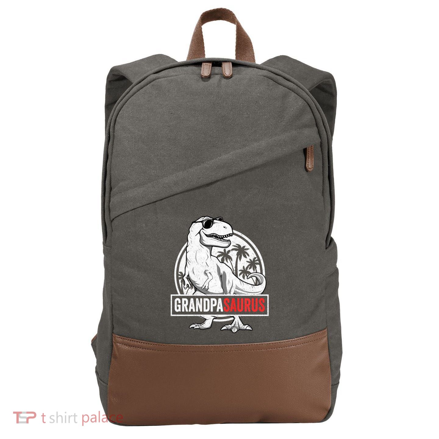 Grandpasaurus T Rex Dinosaur Grandpa Saurus Family Matching Sweat Cotton Canvas Backpack