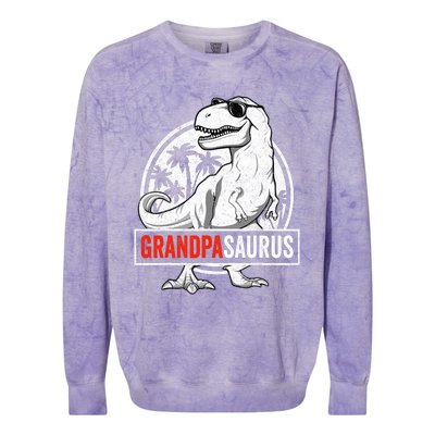 Grandpasaurus T Rex Dinosaur Grandpa Saurus Family Matching Colorblast Crewneck Sweatshirt