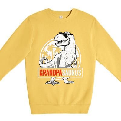 Grandpasaurus T Rex Dinosaur Grandpa Saurus Family Matching Premium Crewneck Sweatshirt