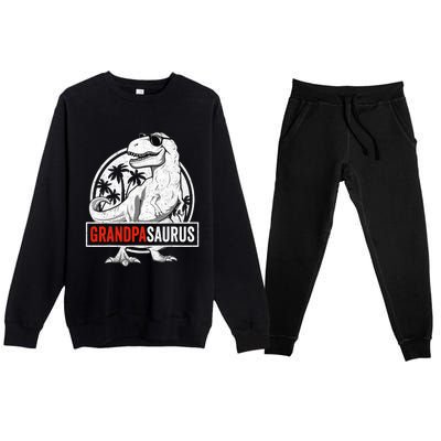 Grandpasaurus T Rex Dinosaur Grandpa Saurus Family Matching Premium Crewneck Sweatsuit Set