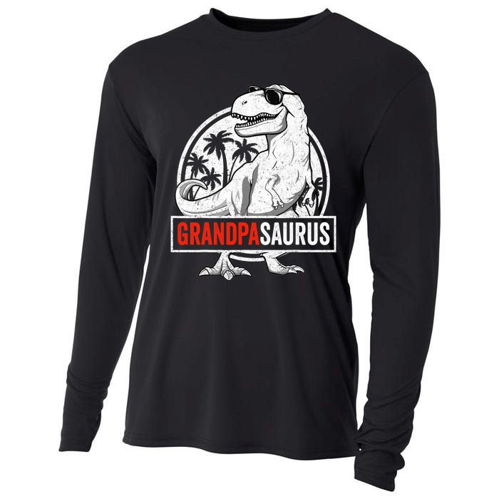 Grandpasaurus T Rex Dinosaur Grandpa Saurus Family Matching Cooling Performance Long Sleeve Crew