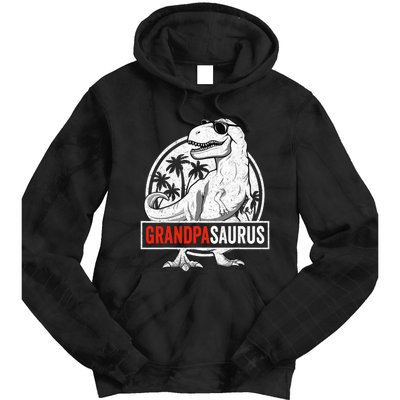 Grandpasaurus T Rex Dinosaur Grandpa Saurus Family Matching Tie Dye Hoodie