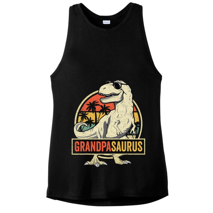 Grandpasaurus T Rex Dinosaur Grandpa Saurus Family Matching Ladies PosiCharge Tri-Blend Wicking Tank