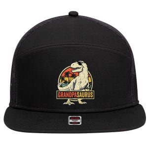 Grandpasaurus T Rex Dinosaur Grandpa Saurus Family Matching 7 Panel Mesh Trucker Snapback Hat