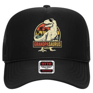 Grandpasaurus T Rex Dinosaur Grandpa Saurus Family Matching High Crown Mesh Back Trucker Hat