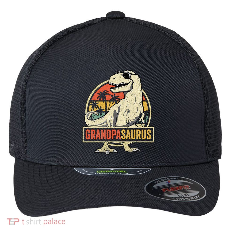 Grandpasaurus T Rex Dinosaur Grandpa Saurus Family Matching Flexfit Unipanel Trucker Cap
