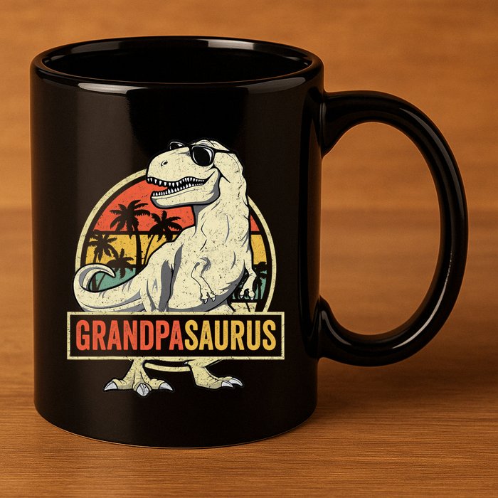 Grandpasaurus T Rex Dinosaur Grandpa Saurus Family Matching 11oz C Handle Ceramic Mug