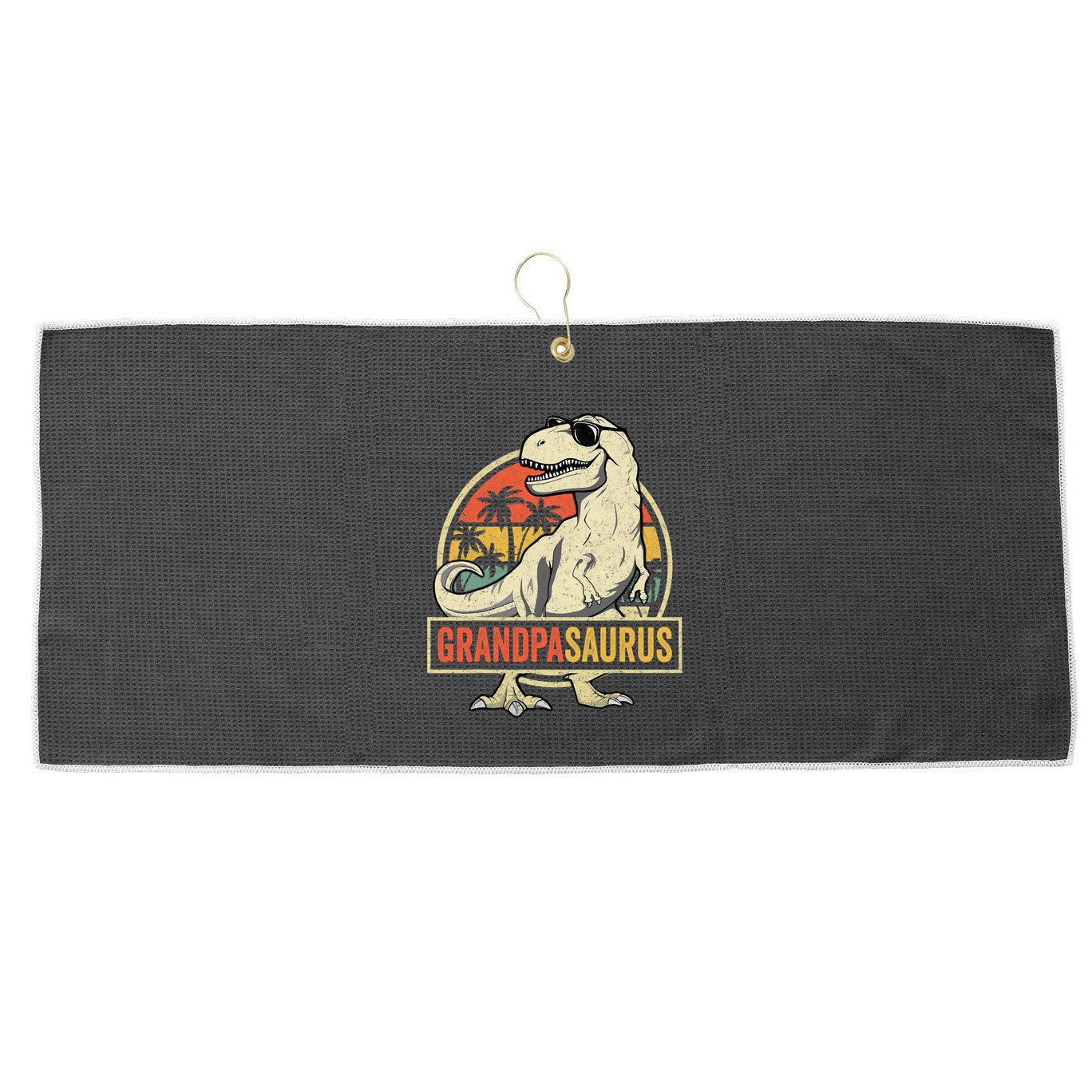 Grandpasaurus T Rex Dinosaur Grandpa Saurus Family Matching Large Microfiber Waffle Golf Towel