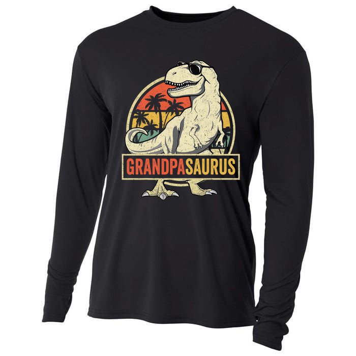 Grandpasaurus T Rex Dinosaur Grandpa Saurus Family Matching Cooling Performance Long Sleeve Crew