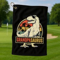 Grandpasaurus T Rex Dinosaur Grandpa Saurus Family Matching Golf Towel