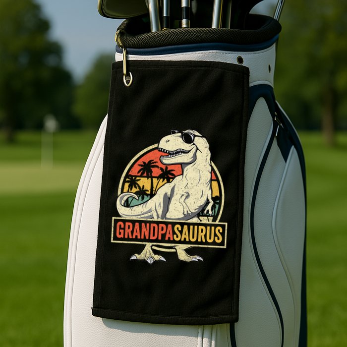 Grandpasaurus T Rex Dinosaur Grandpa Saurus Family Matching Golf Towel