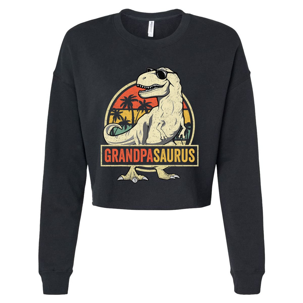 Grandpasaurus T Rex Dinosaur Grandpa Saurus Family Matching Cropped Pullover Crew