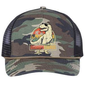 Grandpasaurus T Rex Dinosaur Grandpa Saurus Family Matching Retro Rope Trucker Hat Cap