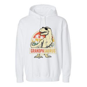 Grandpasaurus T Rex Dinosaur Grandpa Saurus Family Matching Garment-Dyed Fleece Hoodie