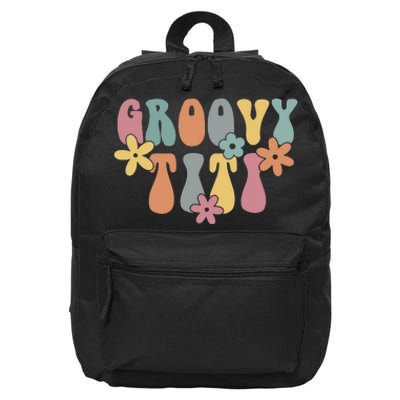 Groovy Titi Retro Auntie Aunt Gift Pregnancy Announcement 16 in Basic Backpack