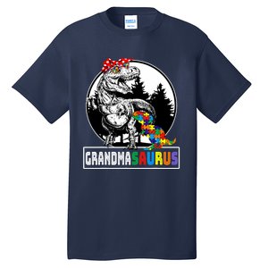 Grandmasaurus T Rex Dinosaur Grandma Saurus Autism Awareness Tall T-Shirt