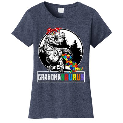 Grandmasaurus T Rex Dinosaur Grandma Saurus Autism Awareness Women's T-Shirt