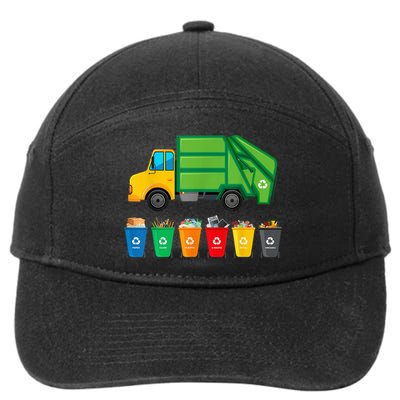 Garbage Truck Reuse Recycle Trash Collector Earth Day 7-Panel Snapback Hat