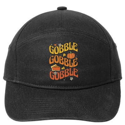 Gobble Turkey Retro Thanksgiving Fall 7-Panel Snapback Hat