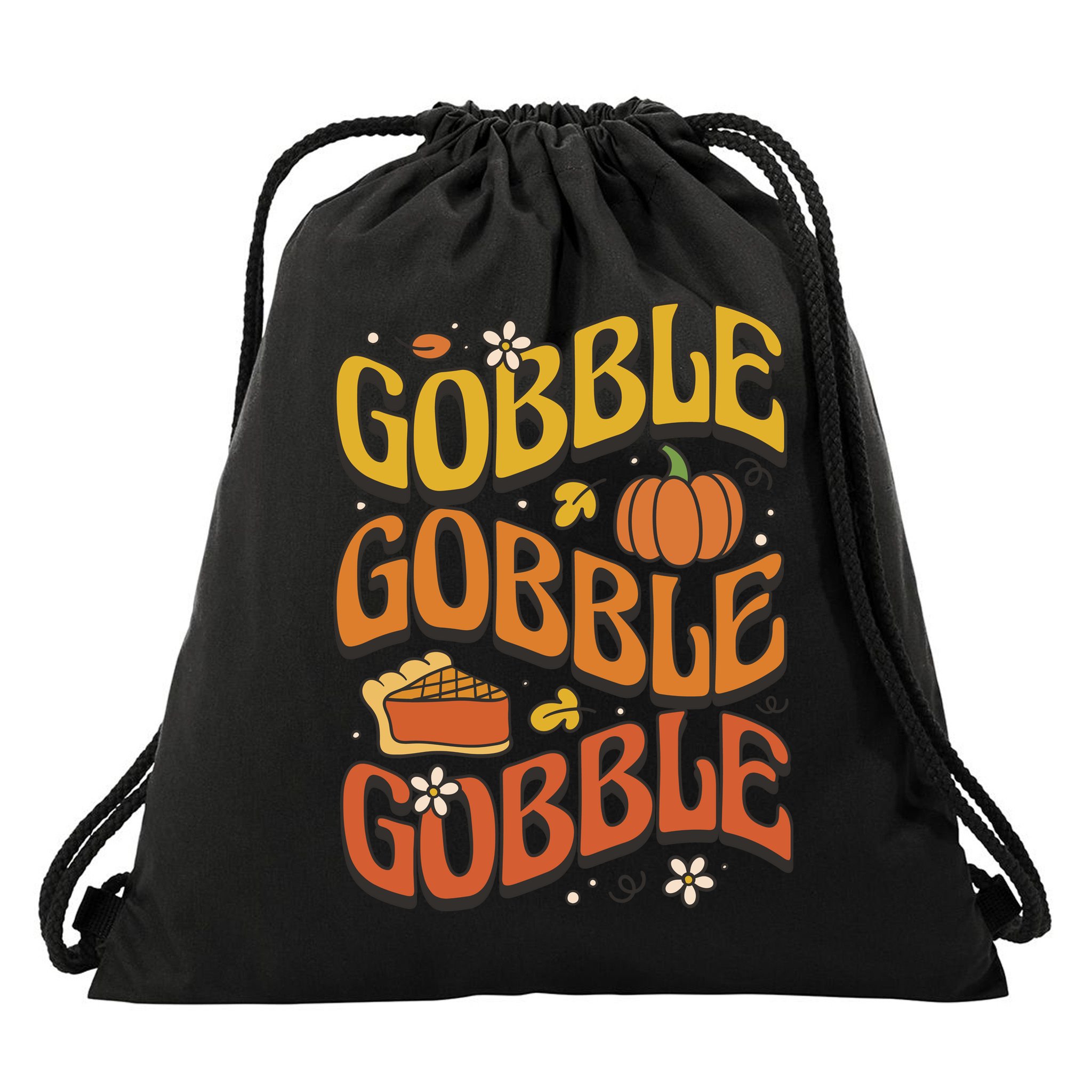 Gobble Turkey Retro Thanksgiving Fall Drawstring Bag