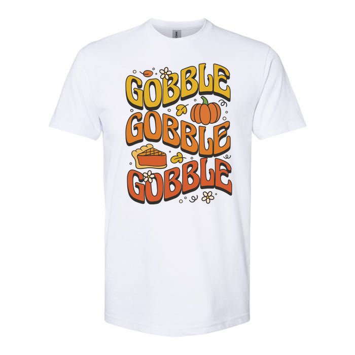 Gobble Turkey Retro Thanksgiving Fall Softstyle® CVC T-Shirt