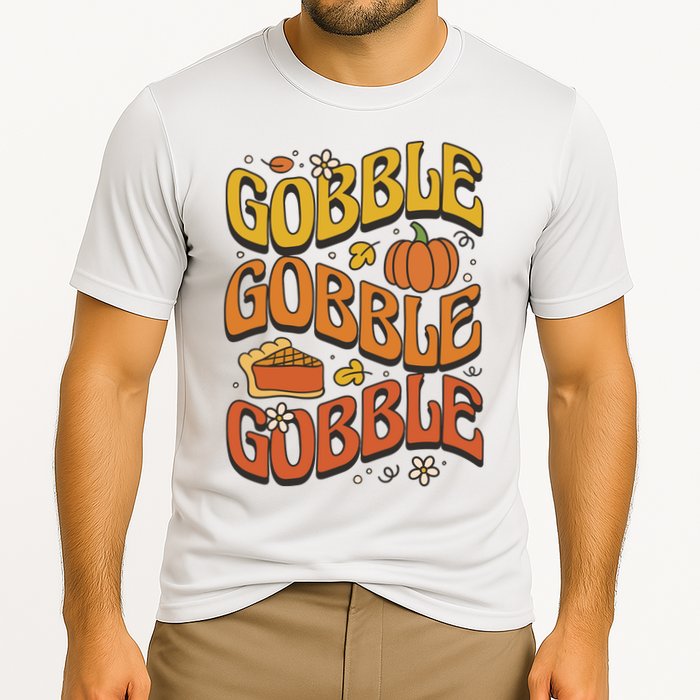 Gobble Turkey Retro Thanksgiving Fall Performance Shirt