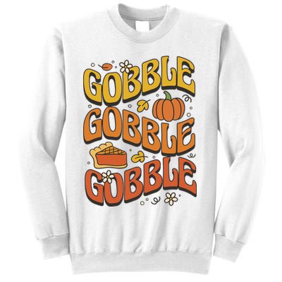 Gobble Turkey Retro Thanksgiving Fall Sweatshirt