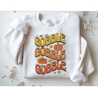 Gobble Turkey Retro Thanksgiving Fall Sweatshirt