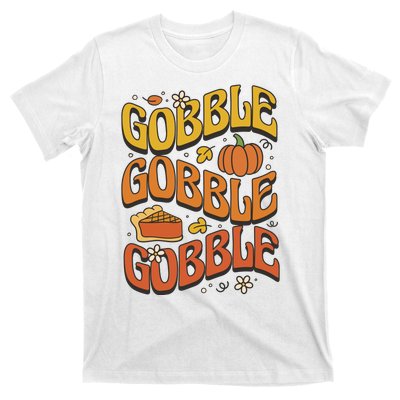 Gobble Turkey Retro Thanksgiving Fall T-Shirt