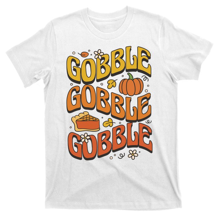 Gobble Turkey Retro Thanksgiving Fall T-Shirt