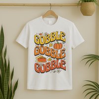 Gobble Turkey Retro Thanksgiving Fall T-Shirt