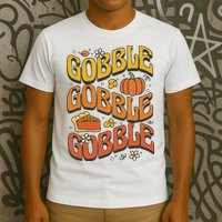 Gobble Turkey Retro Thanksgiving Fall T-Shirt