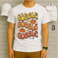 Gobble Turkey Retro Thanksgiving Fall T-Shirt