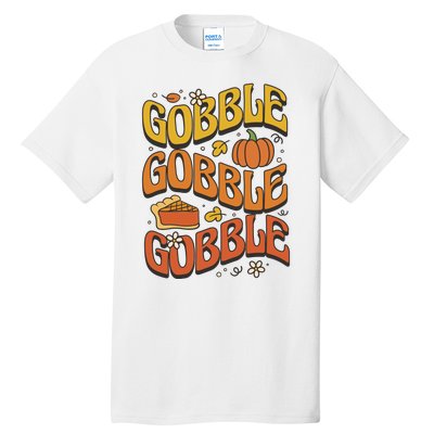 Gobble Turkey Retro Thanksgiving Fall Tall T-Shirt