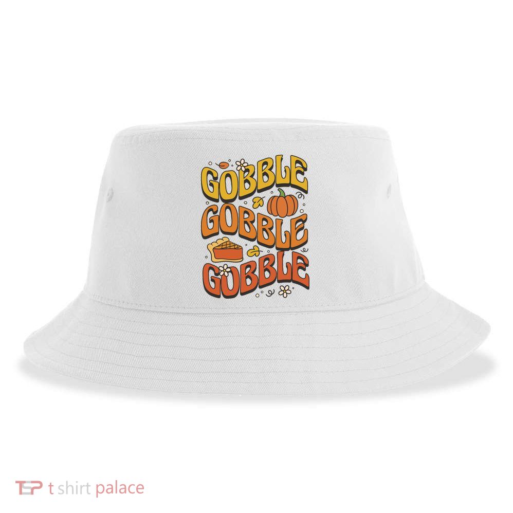 Gobble Turkey Retro Thanksgiving Fall Sustainable Bucket Hat