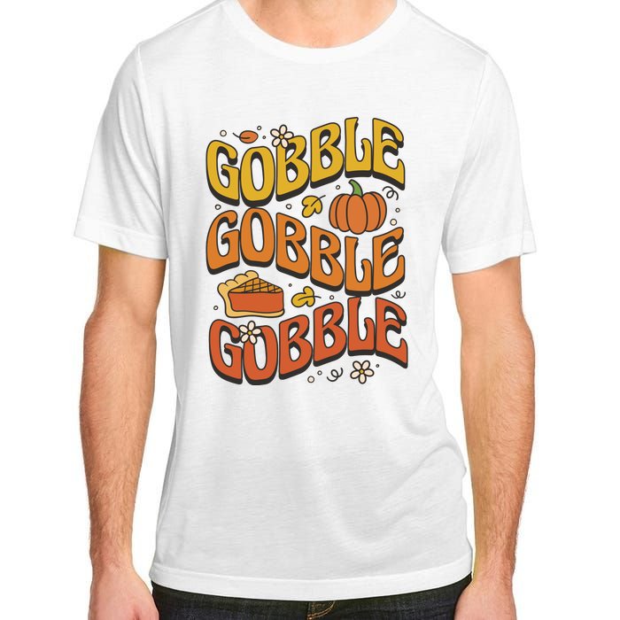 Gobble Turkey Retro Thanksgiving Fall Adult ChromaSoft Performance T-Shirt