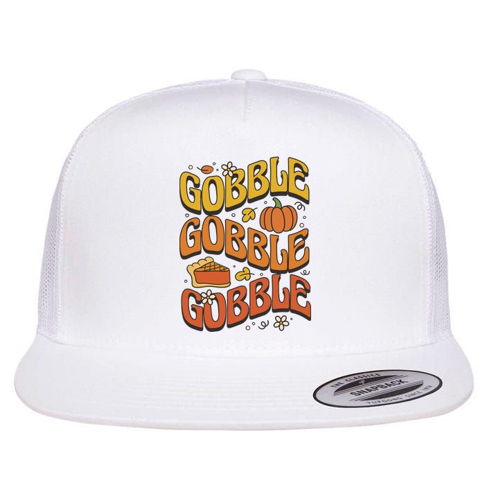 Gobble Turkey Retro Thanksgiving Fall Flatbill Hat