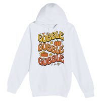 Gobble Turkey Retro Thanksgiving Fall Premium Pullover Hoodie