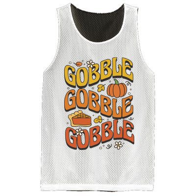 Gobble Turkey Retro Thanksgiving Fall Mesh Reversible Basketball Jersey Tank