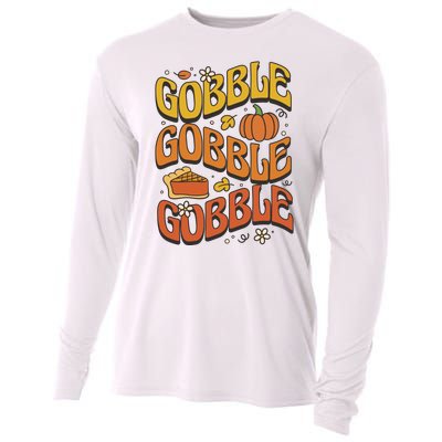 Gobble Turkey Retro Thanksgiving Fall Cooling Performance Long Sleeve Crew