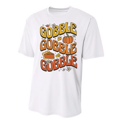 Gobble Turkey Retro Thanksgiving Fall Performance Sprint T-Shirt