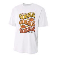 Gobble Turkey Retro Thanksgiving Fall Youth Performance Sprint T-Shirt