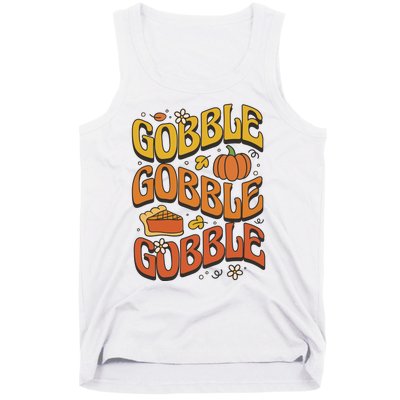 Gobble Turkey Retro Thanksgiving Fall Tank Top