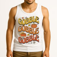 Gobble Turkey Retro Thanksgiving Fall Tank Top