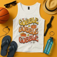 Gobble Turkey Retro Thanksgiving Fall Tank Top